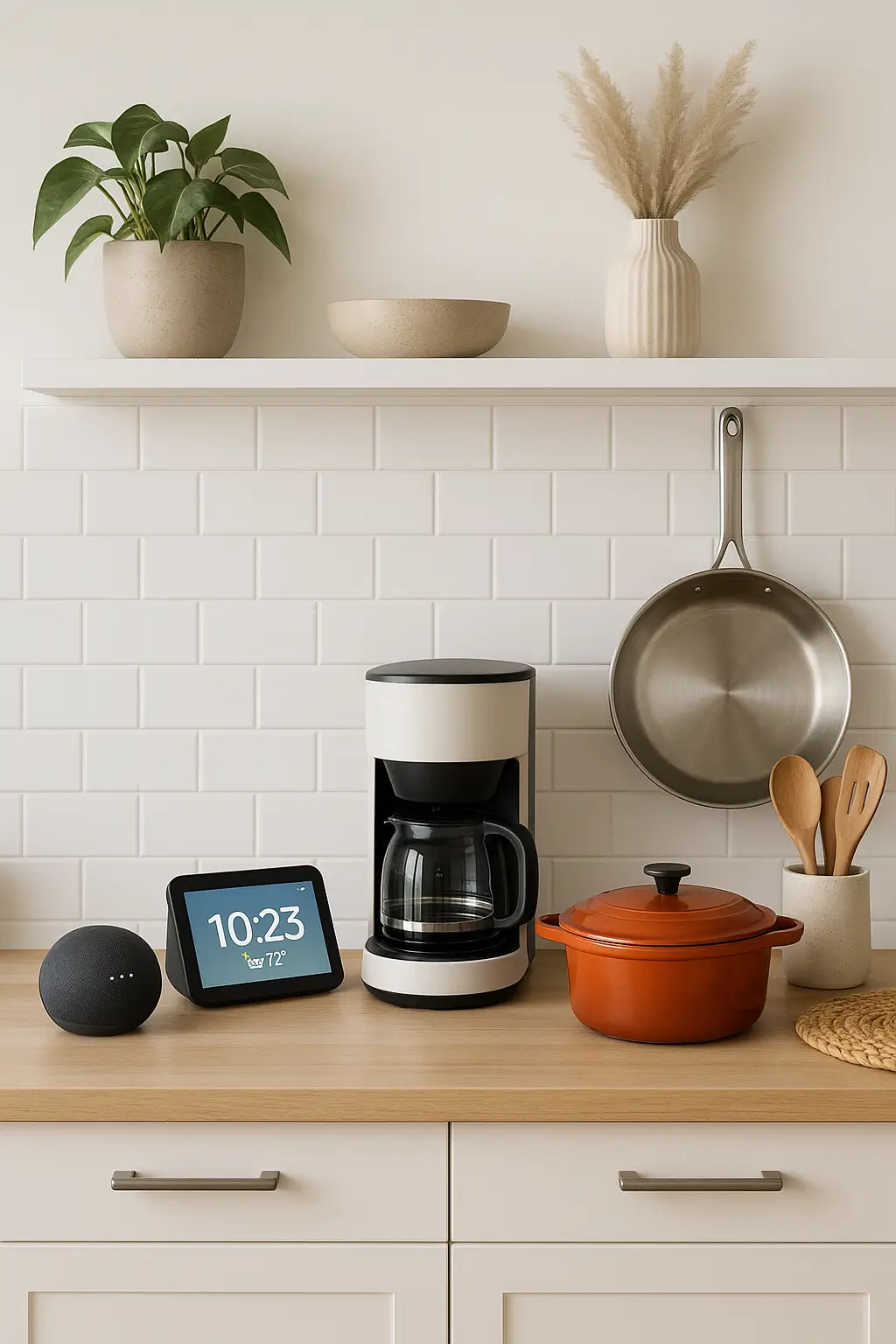 Modern kitchen with trending smart home gadgets and stylish cookware — popular viral Amazon home products.