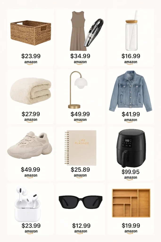Best trending Amazon products 2025 roundup grid showing viral Pinterest finds and prices
