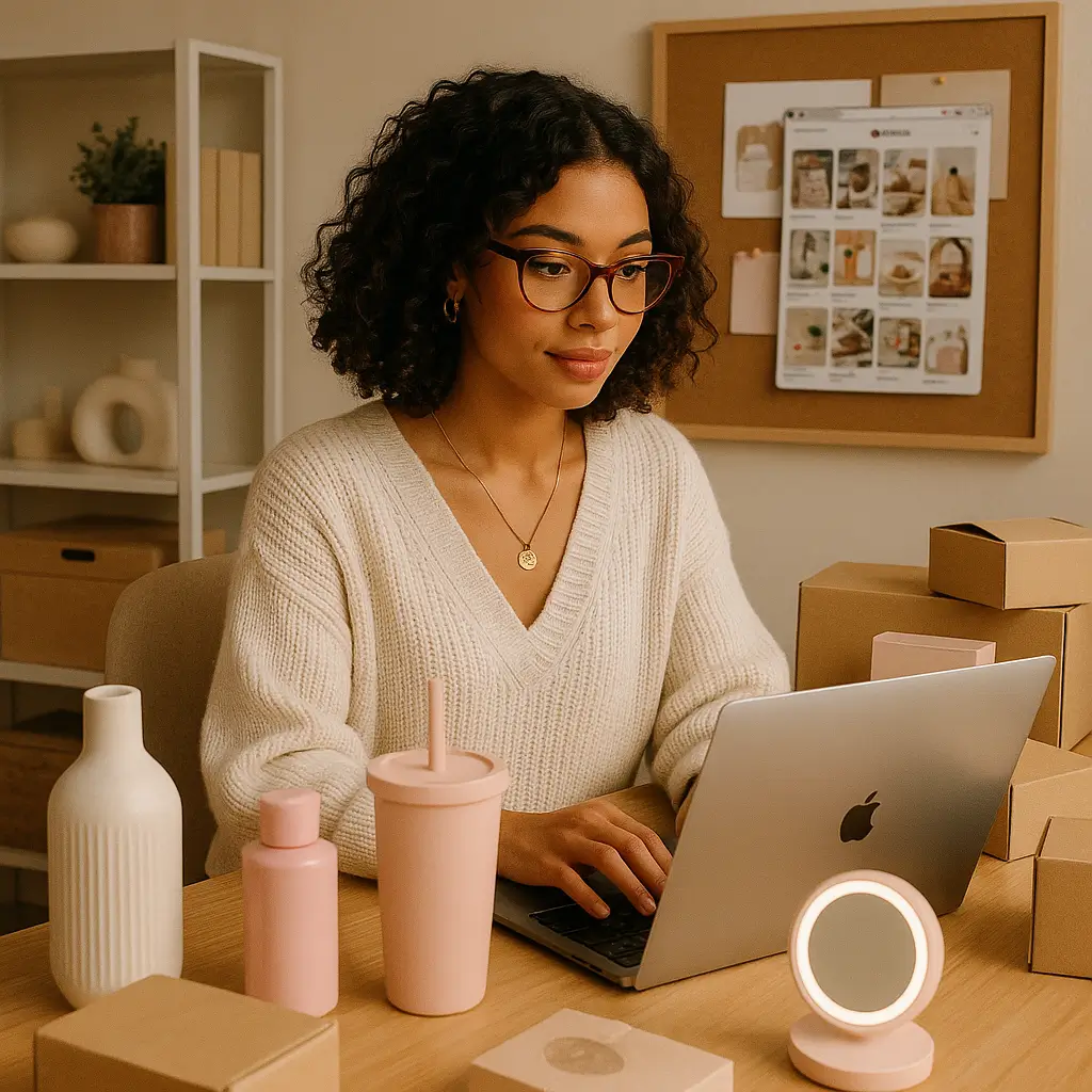 Woman shopping trending Amazon products online — representing Loverbuzz’s curated viral product picks.
